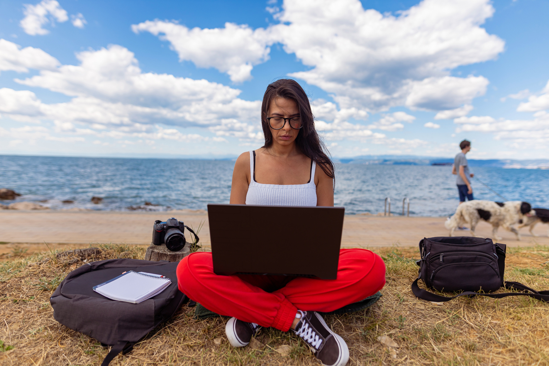 Young female digital nomad